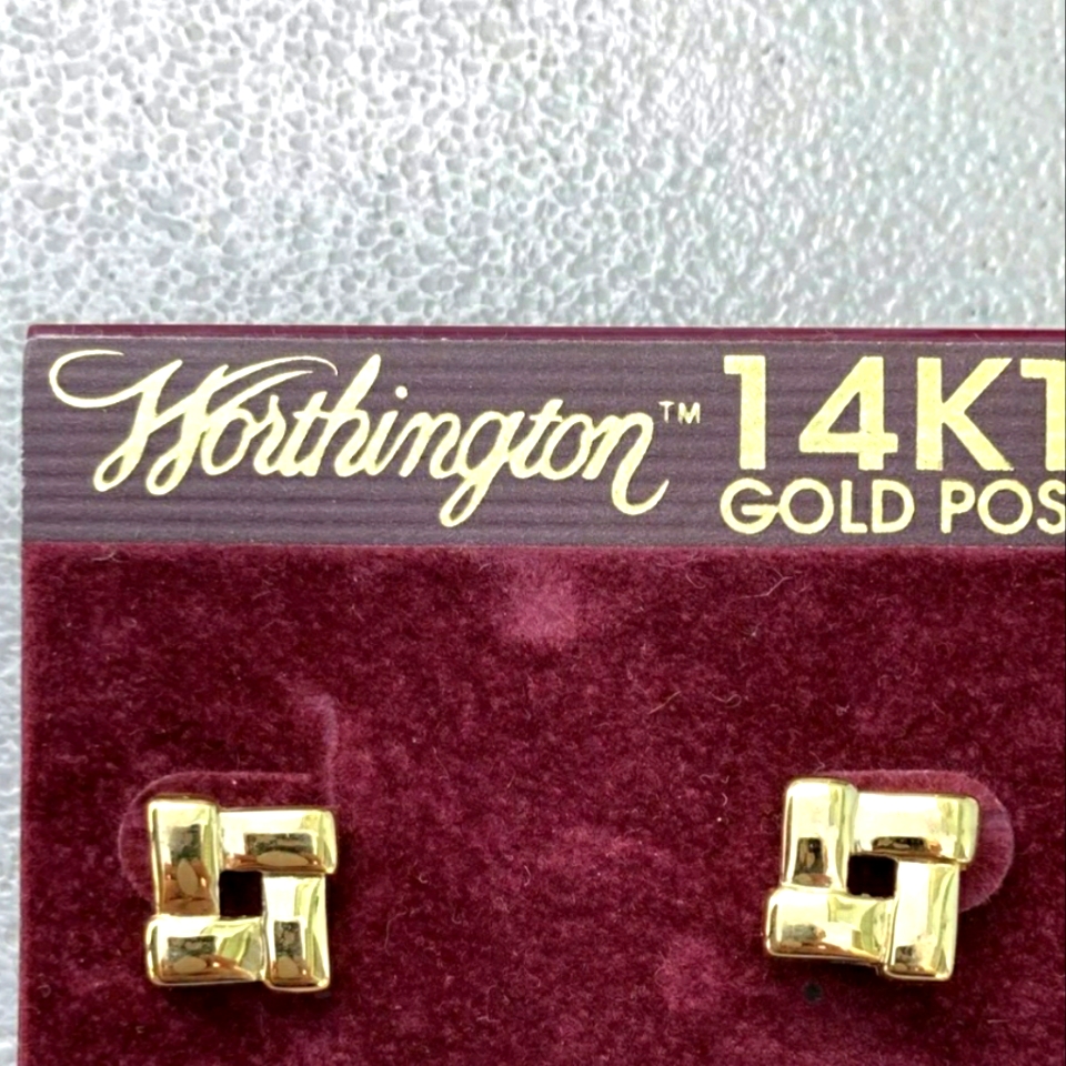 Vintage Worthington 14k Gold Post Classic Square Earrings 70$